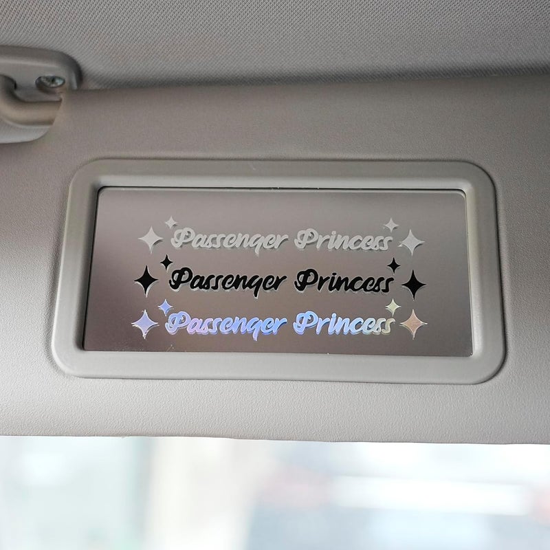 AMIORO 5 Pack Passenger Princess Stickers Funny Car Decal Accessories Rearview Mirror Window Sticker for Women (Black) - Image 2